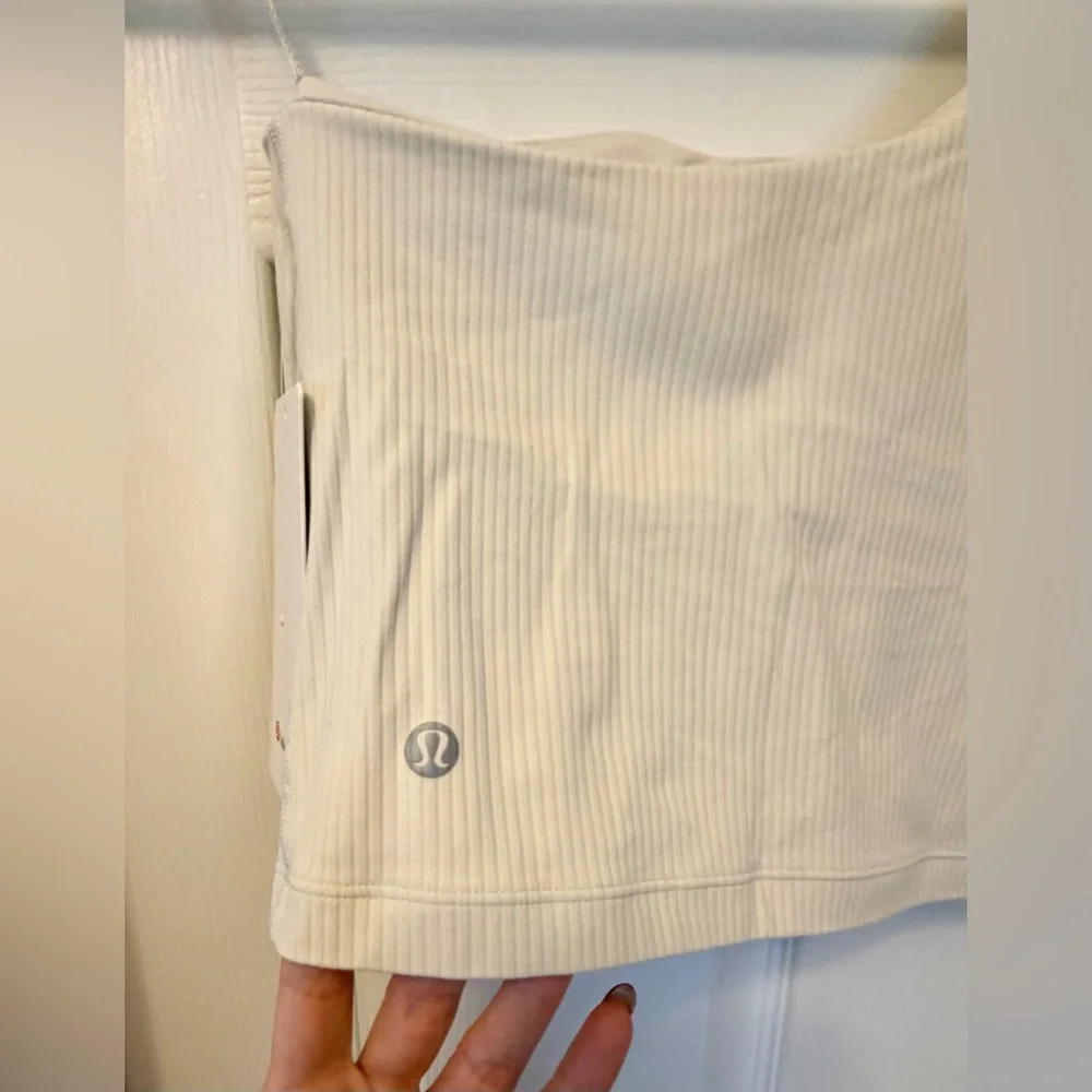NWT Lululemon Ribbed Nulu Asymmetrical Yoga Tank Top in Bone - Picture 9 of 11